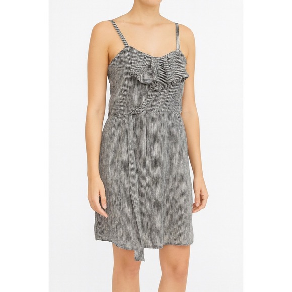 RACHEL Rachel Roy Dresses & Skirts - Rachel Roy Striped Dress Ruffle Detail Sleeveless‎ Casual Black White XL
